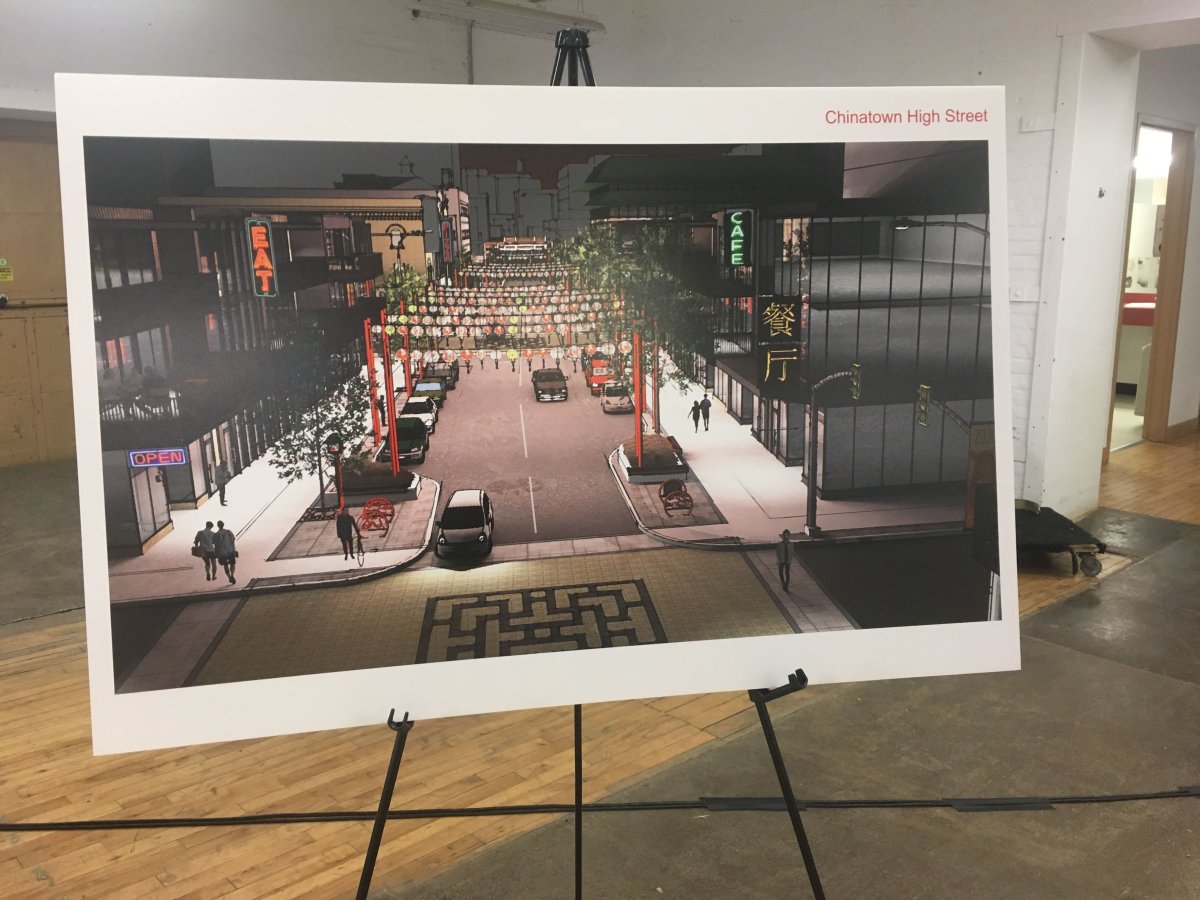 A display of some proposed changes to Winnipeg's Chinatown.
