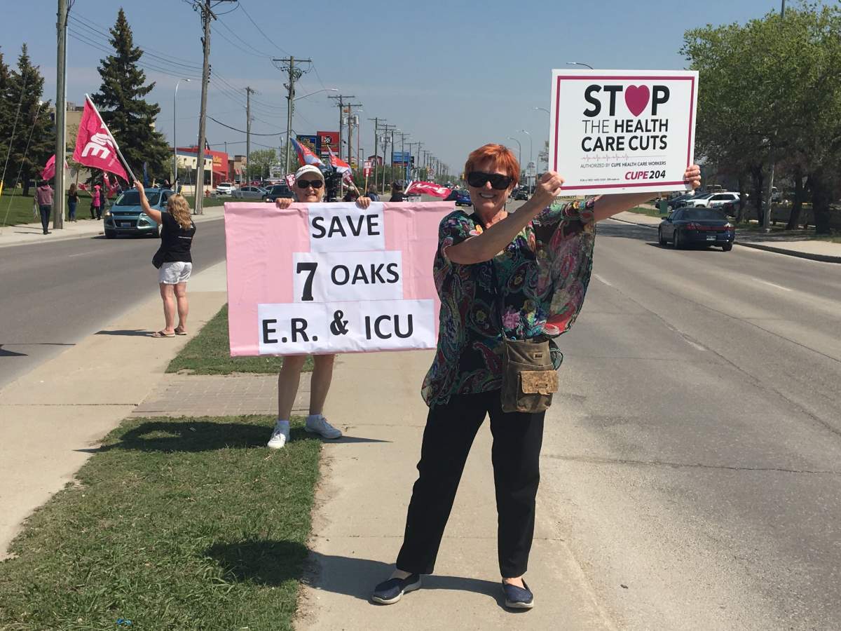 A community-led group protested against the closure of the Seven Oaks emergency room on Wednesday afternoon.