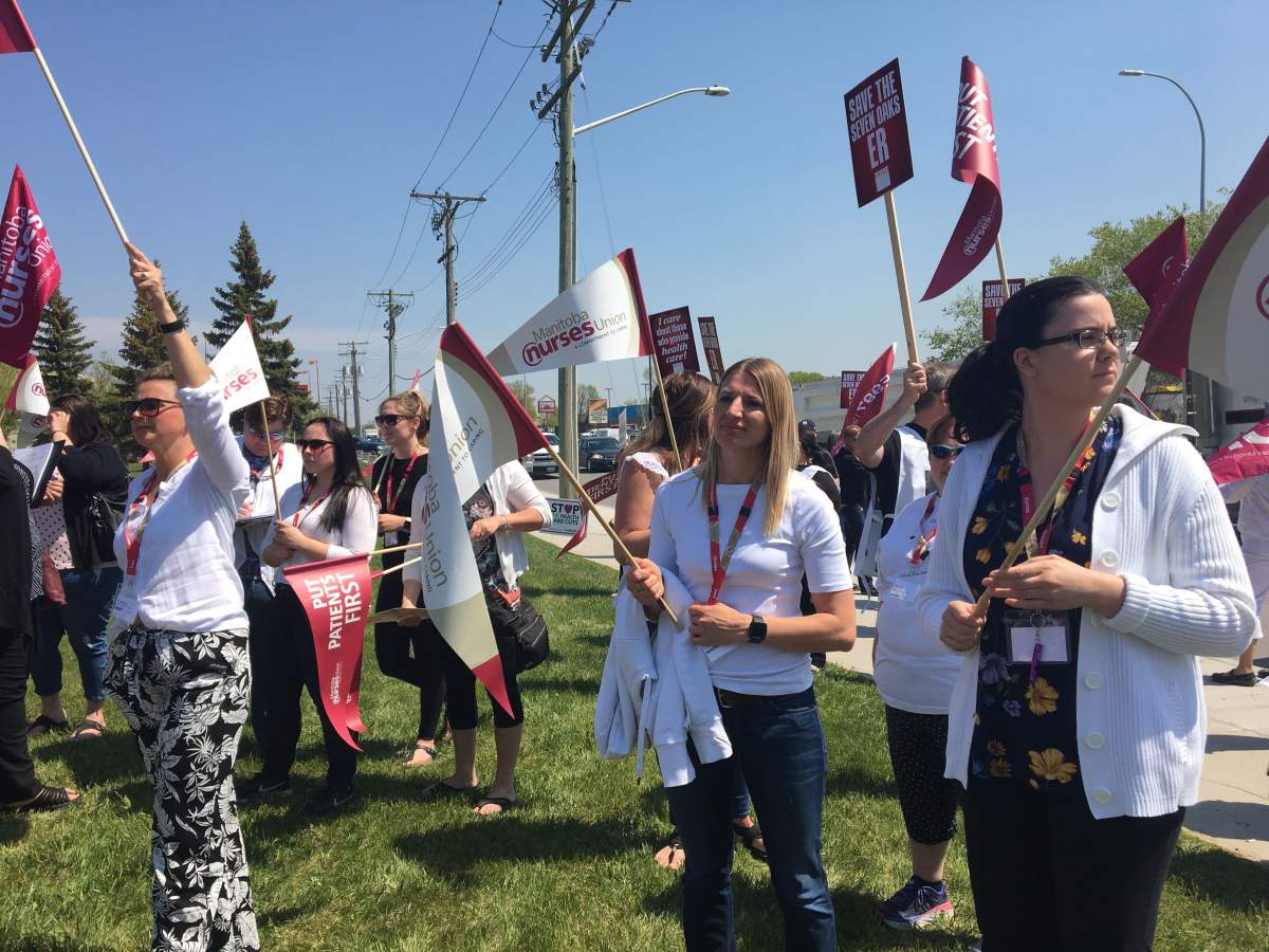 A community-led group protested against the closure of the Seven Oaks emergency room on Wednesday afternoon.