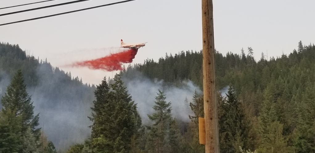 BC Wildfire Service air tanker drops retardant on a fire in this file photo.