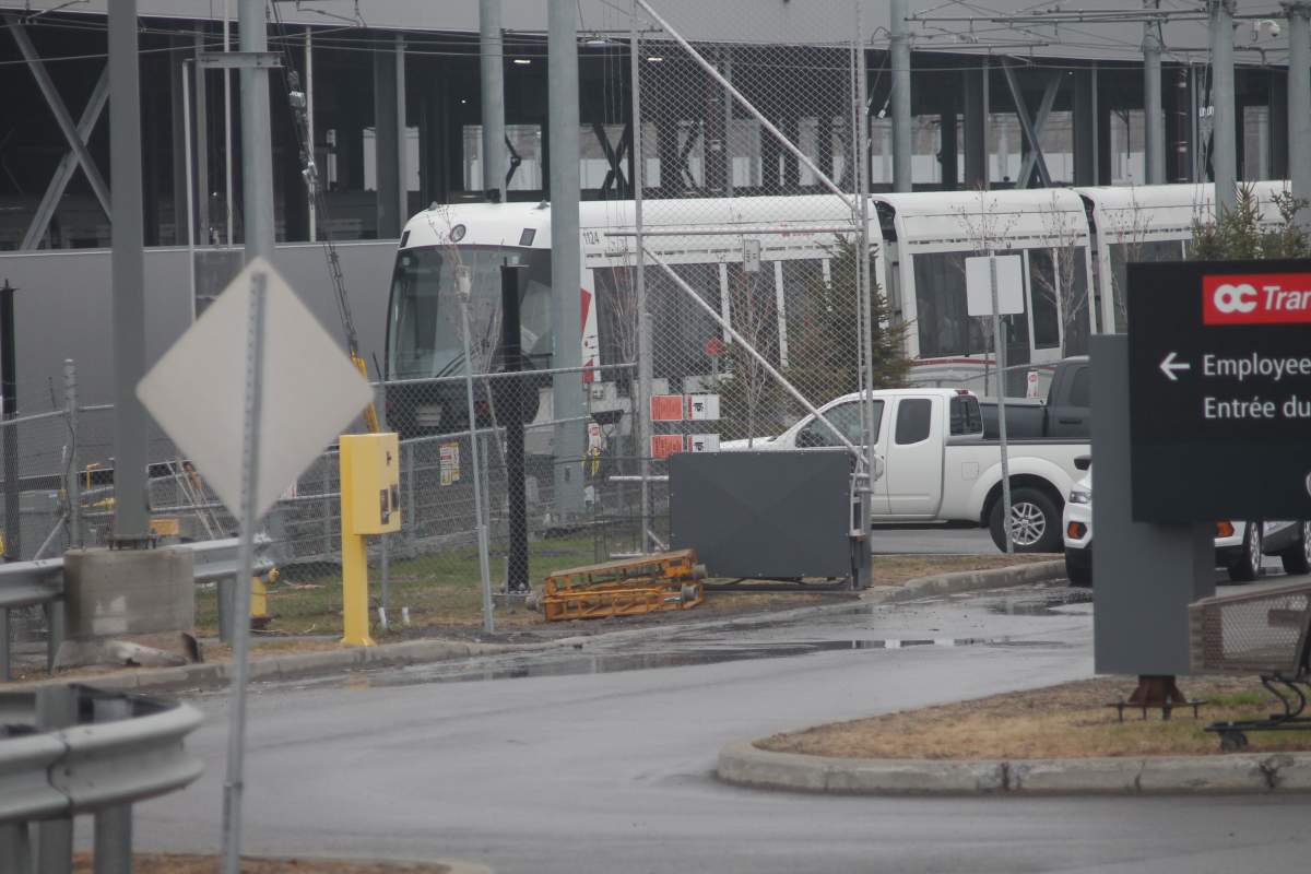 An LRT train partially derailed at Belfast Yard on Friday. 
