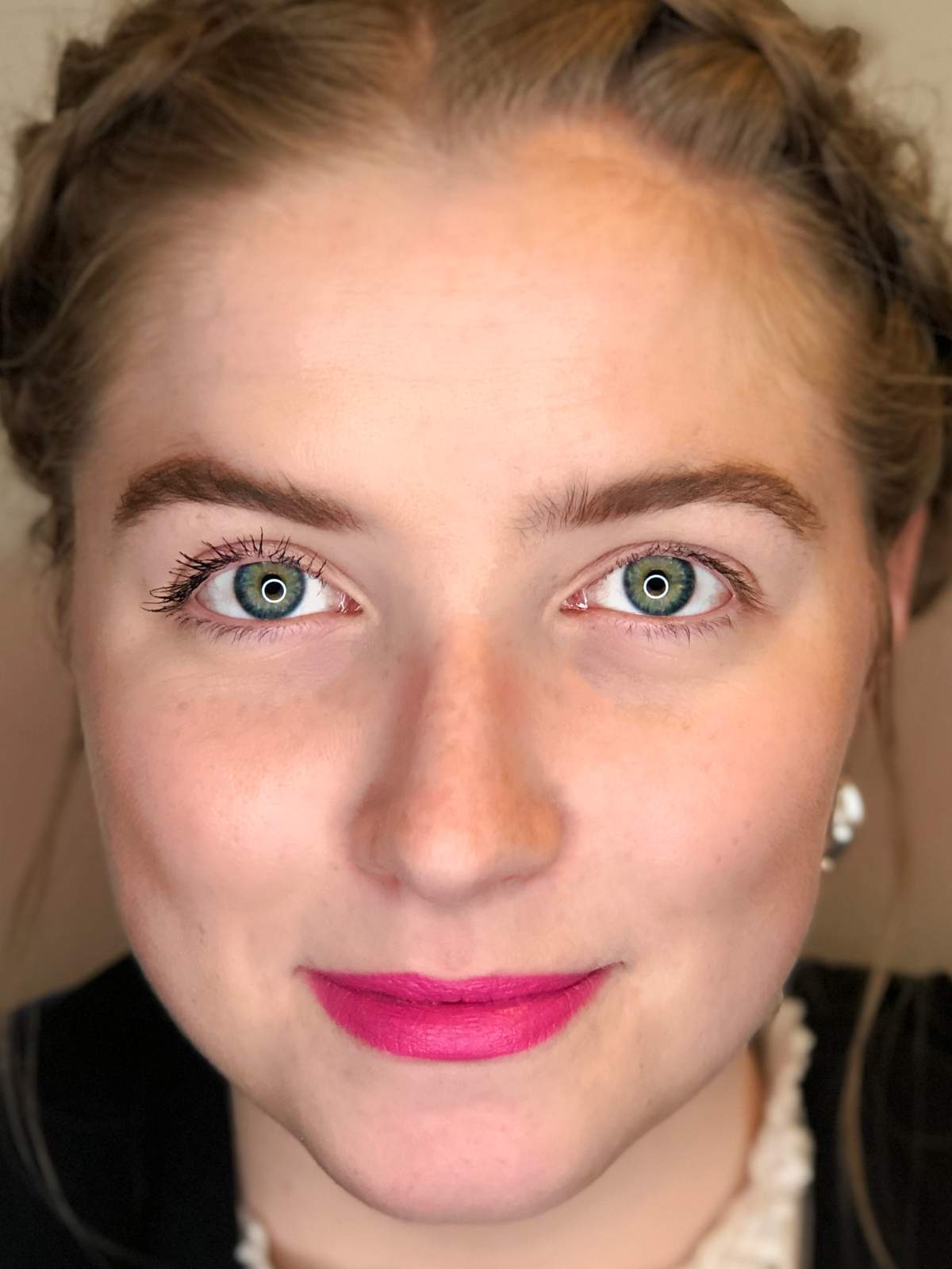 Meghan Collie with her winning mascara (on the left). Photo by Laura Whelan