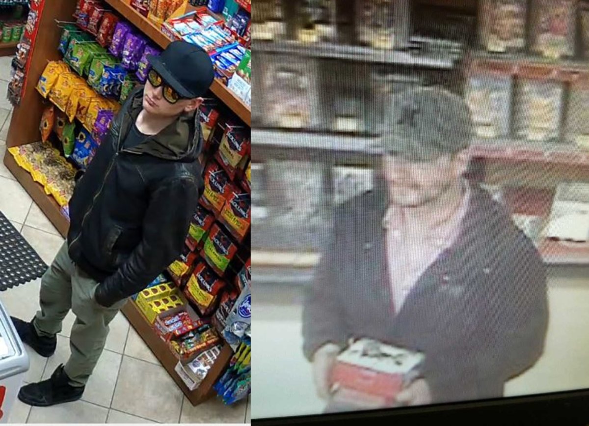 Kingston police are looking for two men. The man on the left allegedly used a stolen credit card and the man on the right allegedly tried to steal goods from a Kingston department store.