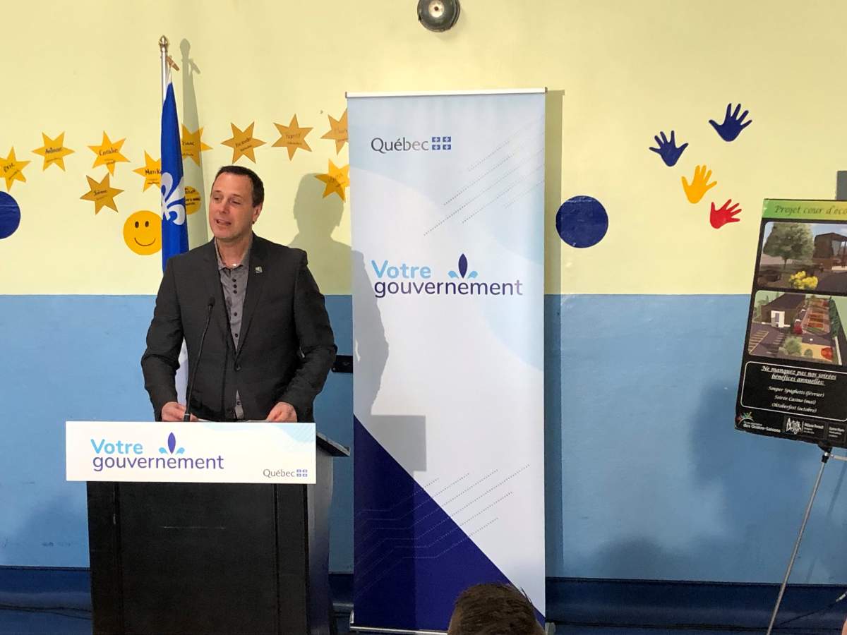 Quebec Education Minister Jean-François Roberge announces a $3 million investment to beautify schoolyards in the province.