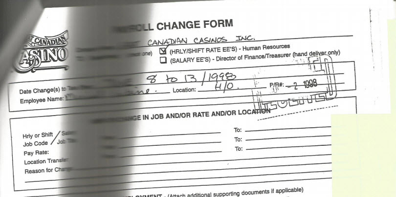 A Great Canadian Gaming payroll record, signed by company vice-president and Liberal party election organizer Jacee Schaefer, indicates Muriel Labine worked on the campaign of former Coquitlam mayor Jon Kingsbury.
