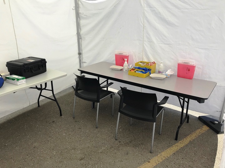 An interior view of the temporary overdose prevention site.