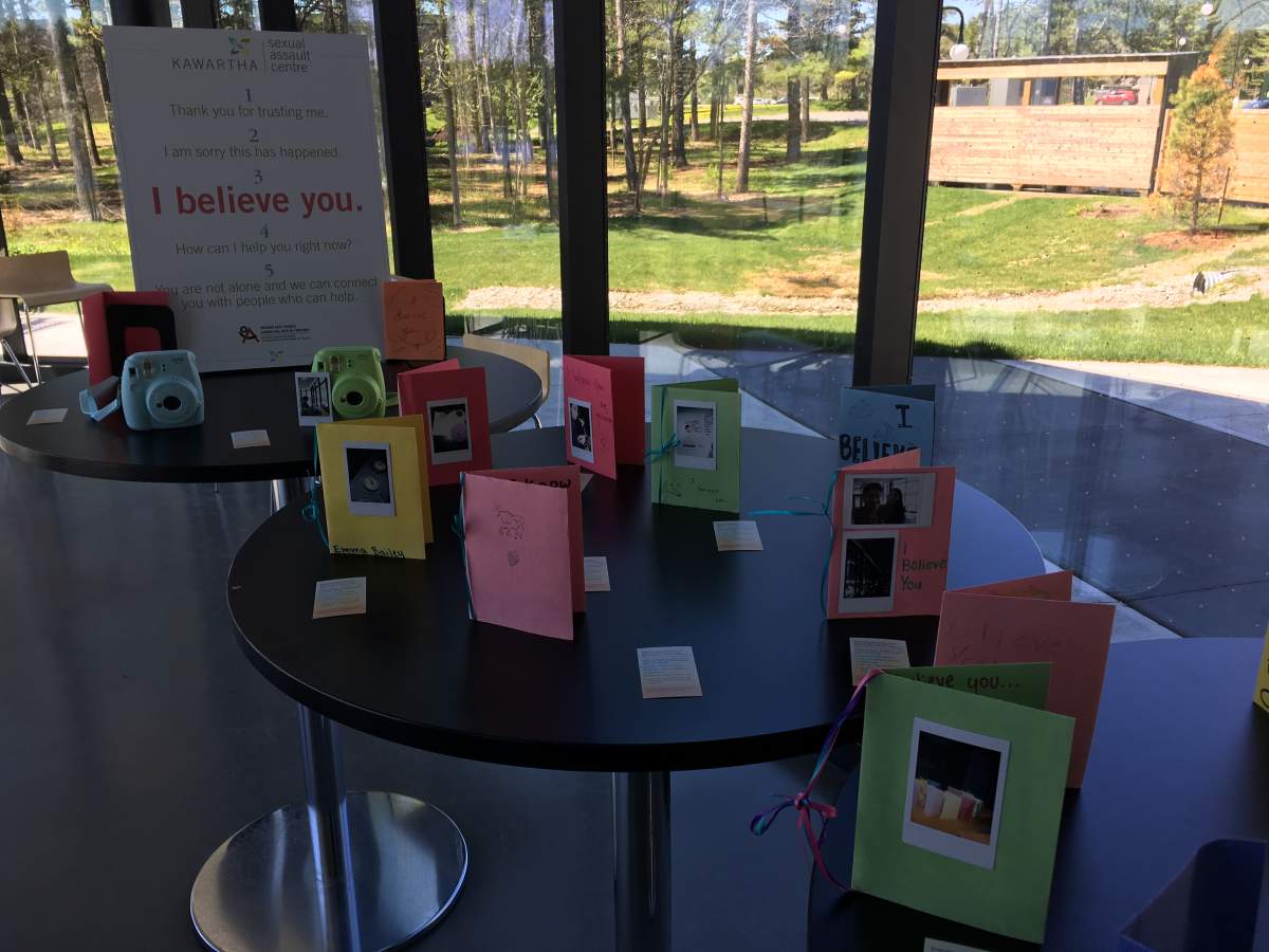 A pop-up art making program by the Kawartha Sexual Assault Centre on display at the Inviting Resilience Conference at Trent University.