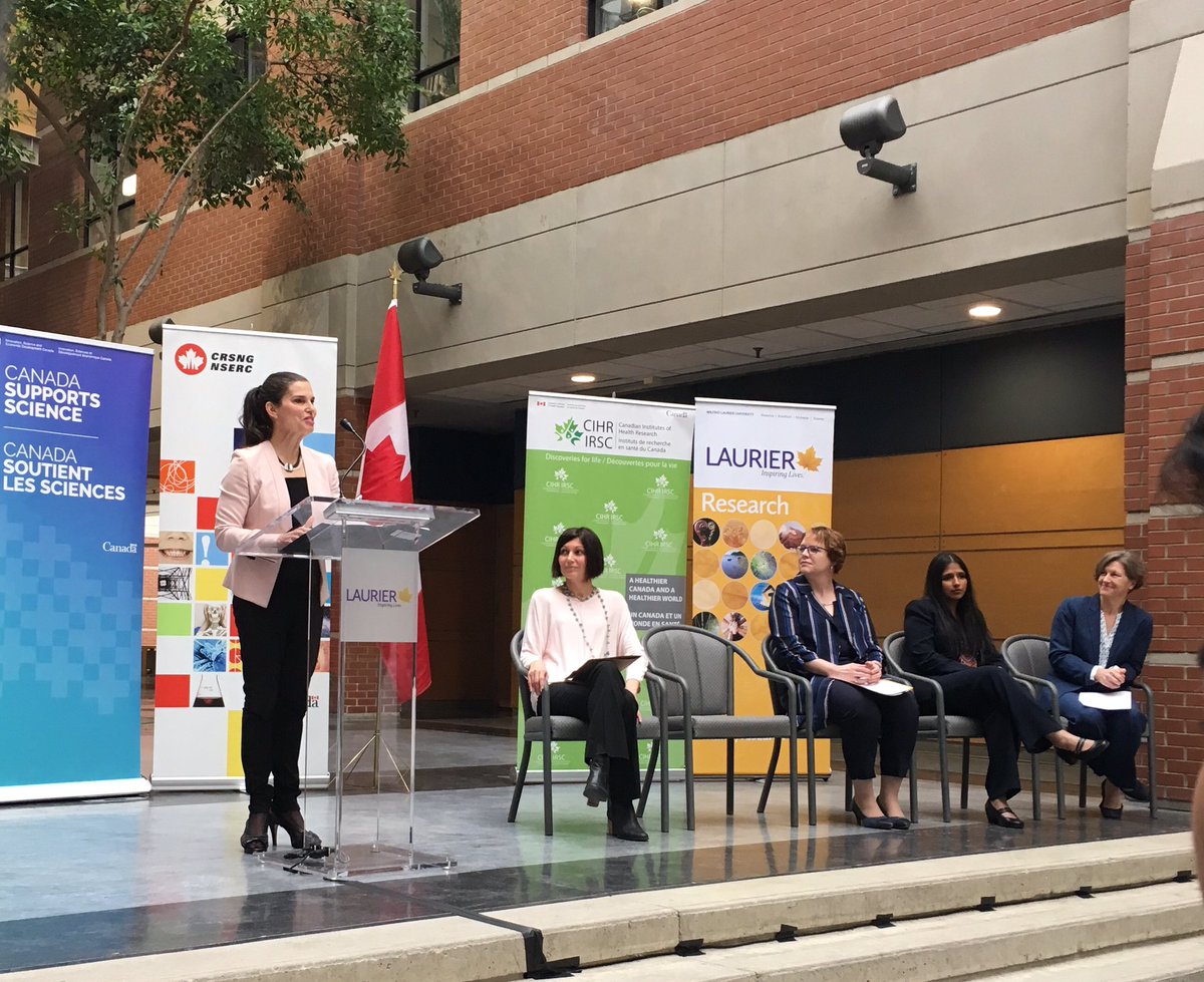 Minister of Sport and Science Kirsty Duncan makes an announcement at Wilfrid Laurier University on Thursday.