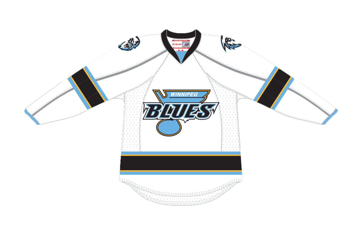The Winnipeg Blues light jersey.