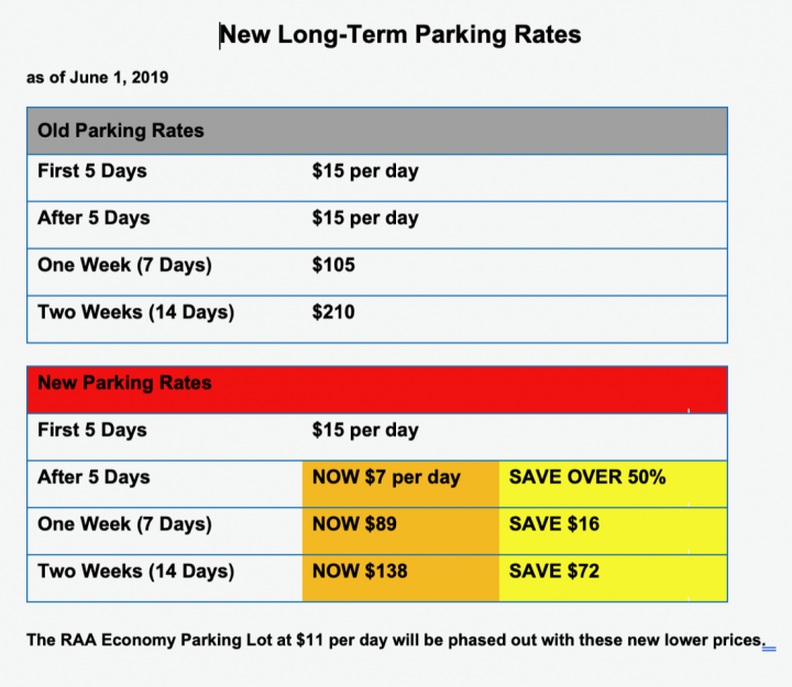 quad city airport long term parking fee