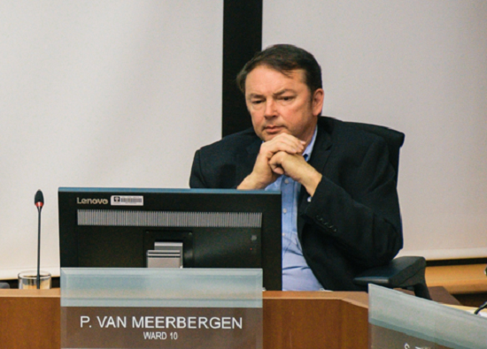 Councillor Paul van Meerbergen during a committee meeting in 2018.