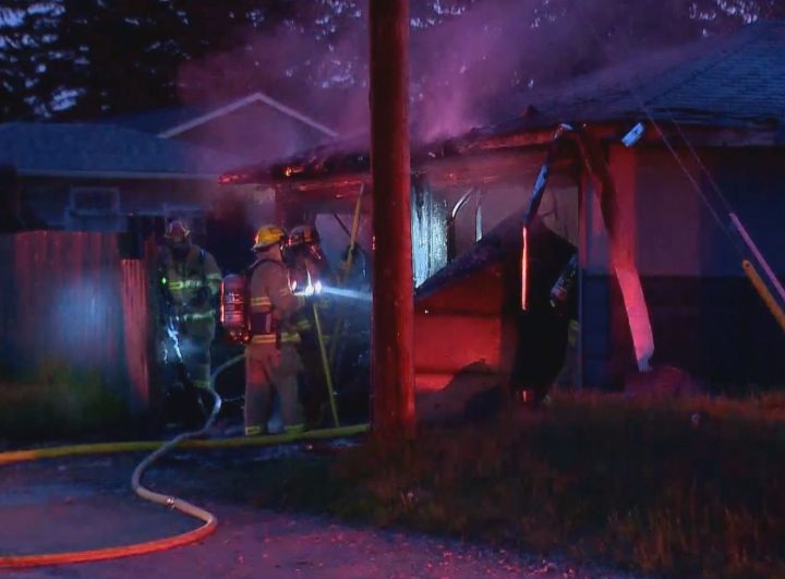 Crews responded to a detached garage fire in northeast Calgary on Tuesday night.