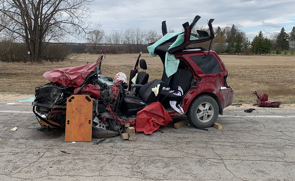 The aftermath of a vehicle collision near Oakbank. 
