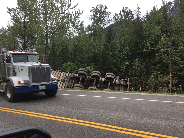 Another view of the semi rollover near Three Valley Gap in B.C.
