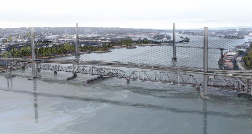An artist\’s rendering of the new Pattullo Bridge.