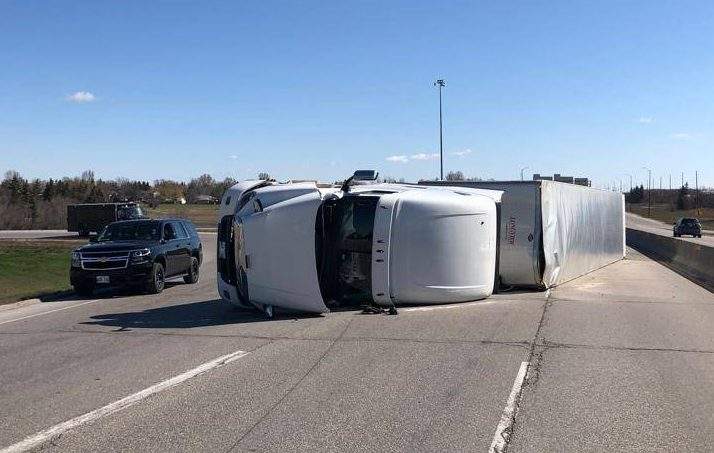 This rollover on the south Perimeter forced the closure of the westbound lanes at the Pembina overpass. 