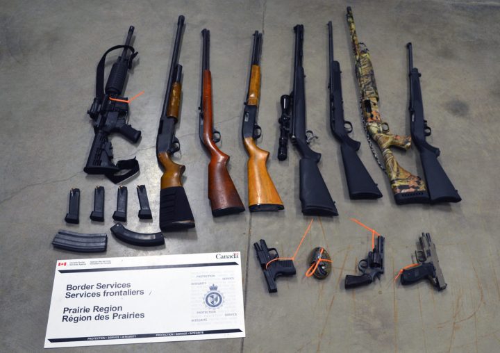 Twelve undeclared firearms and other goods were seized at the Saskatchewan border on May 26, 2019.