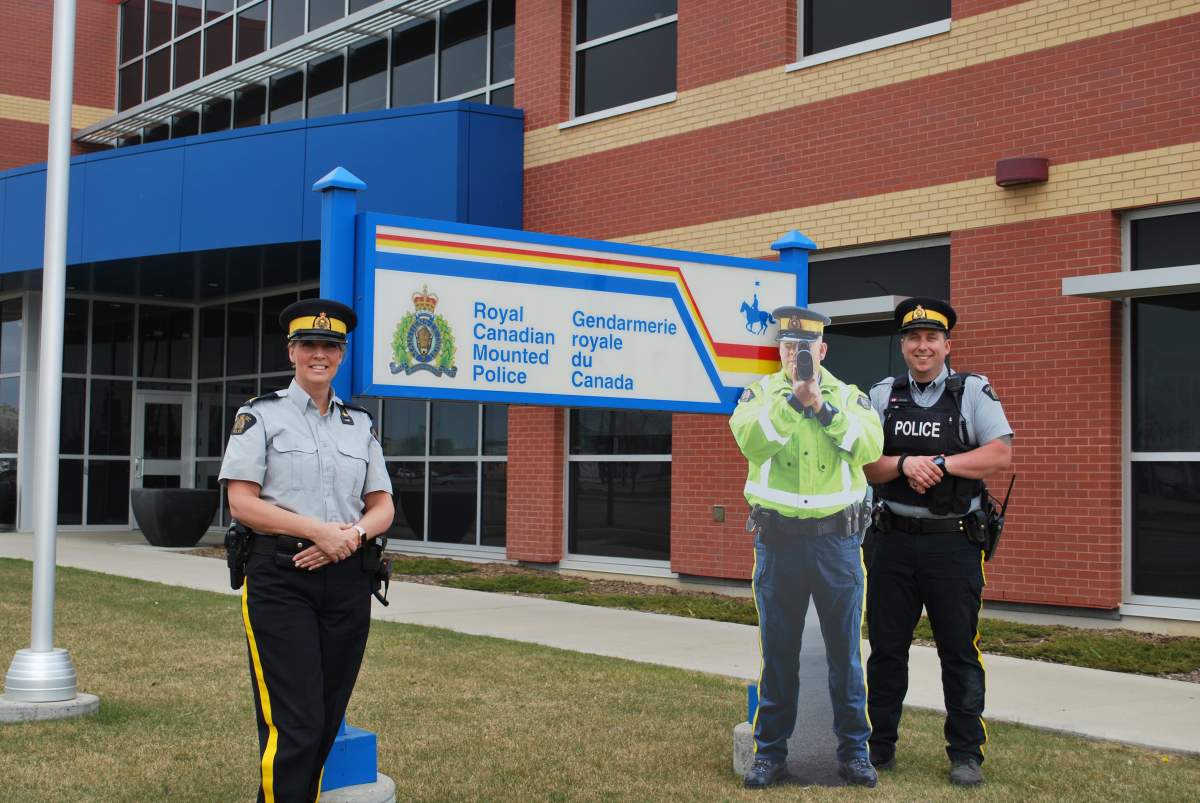 This metal RCMP officer cut-out will be on streets soon to scare drivers into slowing down.