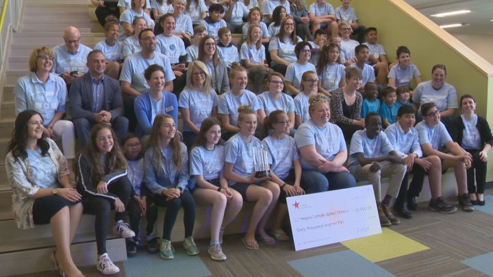 Regina Catholic Schools was awarded US$60,000 on Wednesday after winning the annual Follett Challenge for innovation.