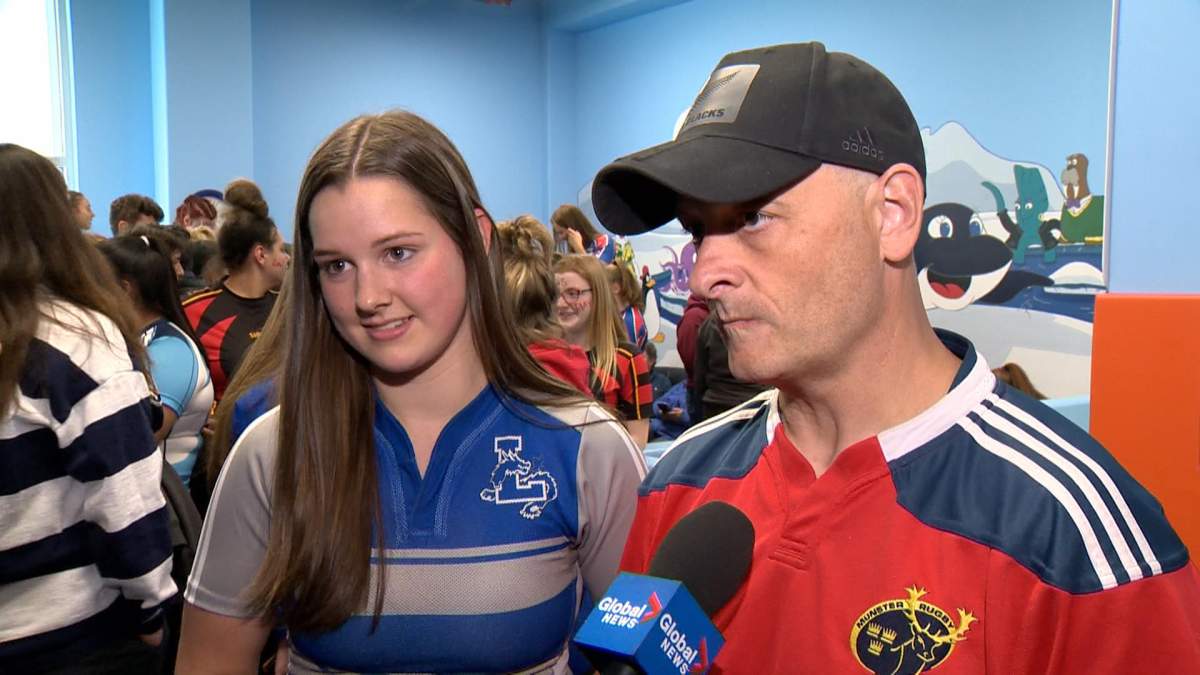Brooklyn Peyton and Larry Peyton speak with Global News on May 2, 2019 about their response to the decision to end high school rugby in Nova Scotia.