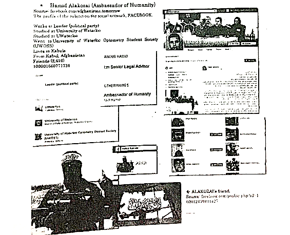 Page from the RCMP’s security screening of Hamid Alakozai, showing a problematic Facebook friend.