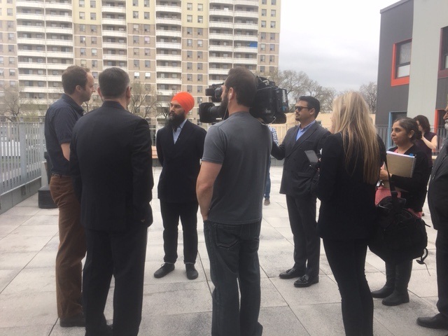 Federal NDP Leader Jagmeet Singh's latest visit to Hamilton has included a tour of Parkdale landing, a supported housing complex.