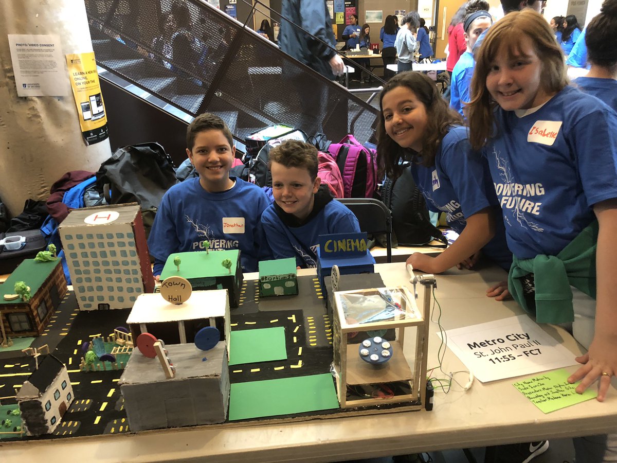 Students display their project based on creating a city that will be able to adapt to climate change. 