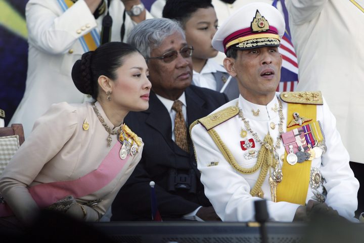 In this file photo, Thailand’s Crown Prince Maha Vajiralongkorn, right, is shown alongside his then-wife, Princess Srirasmi, at a parade in Malaysia on Aug. 31, 2007.