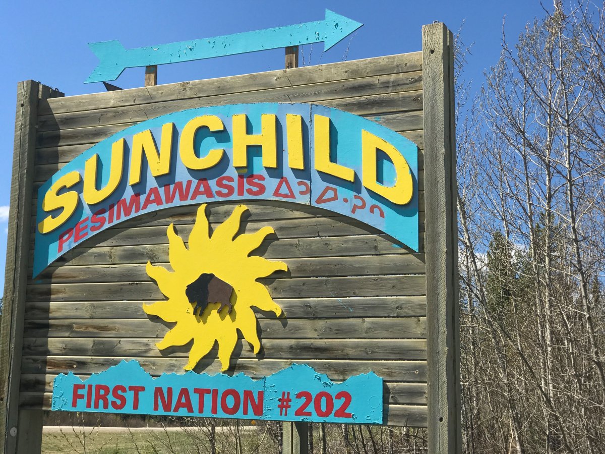 A sign welcoming people to Suchild First Nation