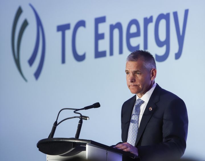 TransCanada president and CEO Russ Girling addresses the company's annual meeting after shareholders approved a name change to TC Energy in Calgary on May 3, 2019. 