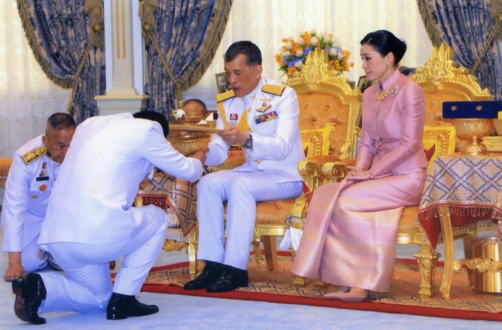 King Maha Vajiralongkorn and his consort, General Suthida Vajiralongkorn named Queen Suthida attend their wedding ceremony in Bangkok, Thailand May 1, 2019.