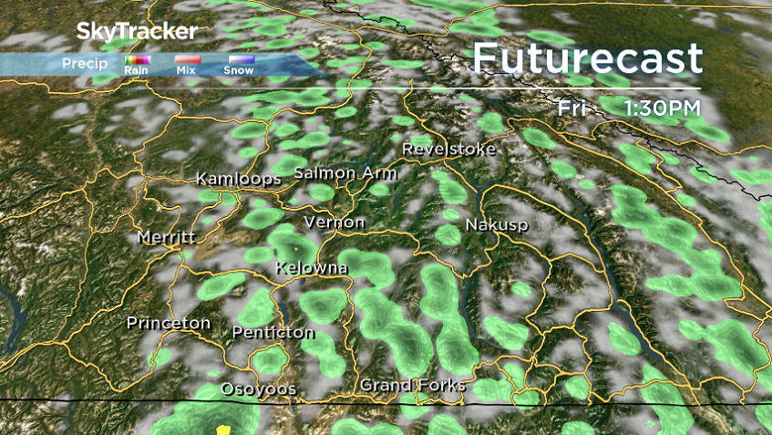 There is a chance of showers and the risk of a thunderstorm Friday afternoon, particularly at higher elevations.