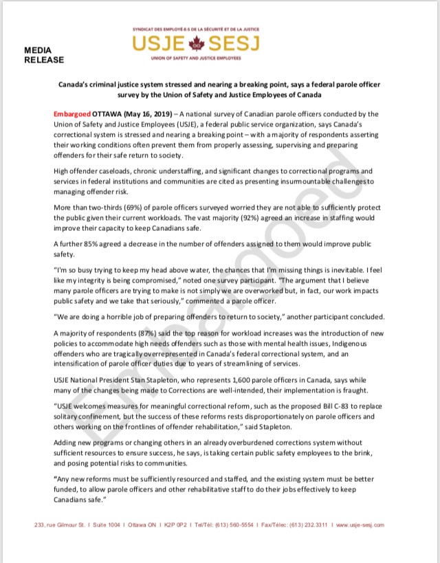 Union of Safety and Justice Employees of Canada