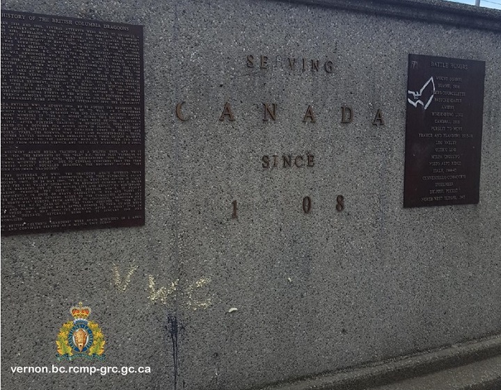 Police in Vernon say the Dragoons war memorial in Linear Park was recently defaced.
