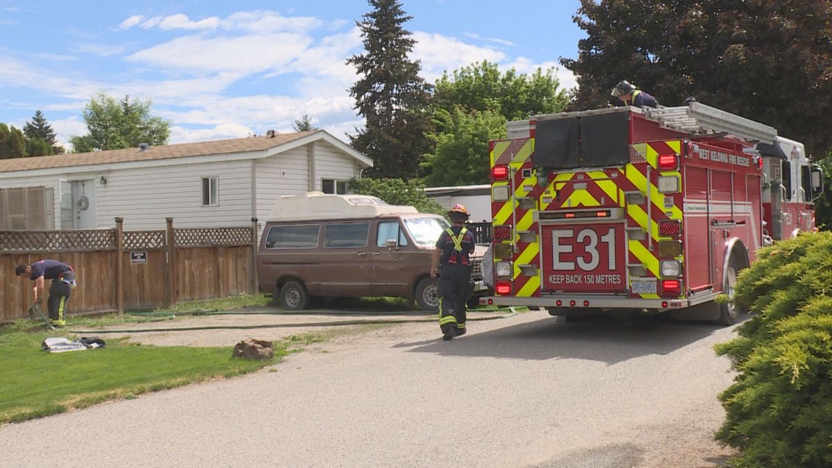 Emergency crews were called to a fire in a West Kelowna mobile home park on Monday morning. 