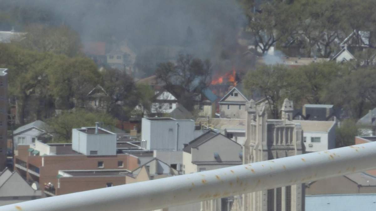 A view of what the blaze looked like from a building downtown.
