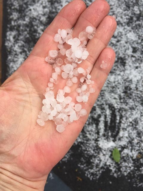 Hail in Edmonton on June 26, 2019, south of Londonderry Mall.