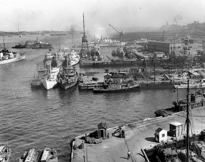 The HMC Dockyard in Halifax is seen during the Second World War.