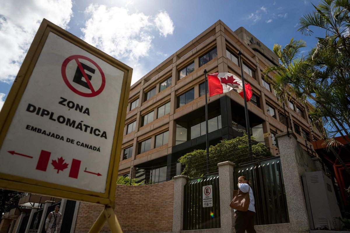 The Canadian embassy in Caracas, Venezuela, is shown in a 2017 file photo. The Canadian government is shutting down the embassy effective immediately.