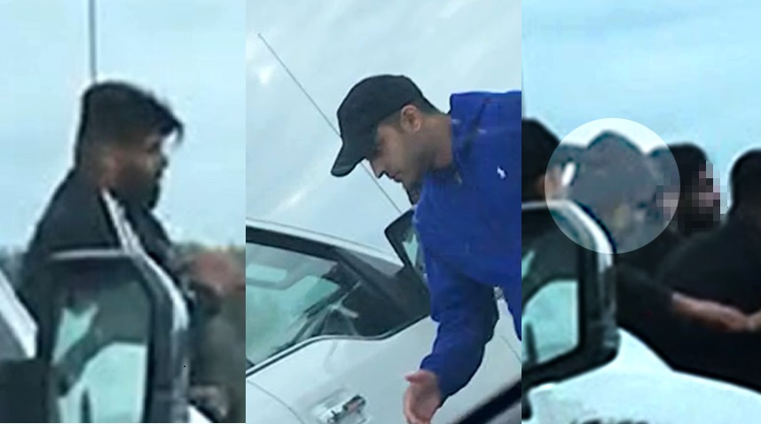 Suspects one, two and three in an alleged assault in the middle of  the Fraser Highway earlier this month.