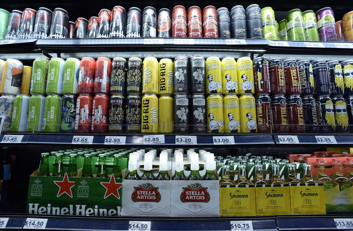 Beer, including Ontario craft beers, are shown at a grocery store in Ottawa on Thursday, Aug. 9, 2018.