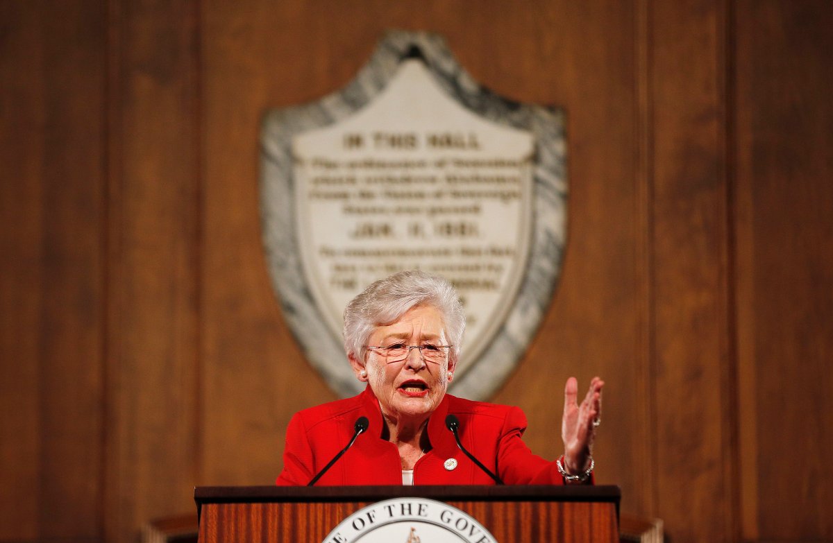 In this Jan. 9, 2018, file photo Alabama Gov. Kay Ivey gives the annual State of the State address at the Capitol in Montgomery, Ala.