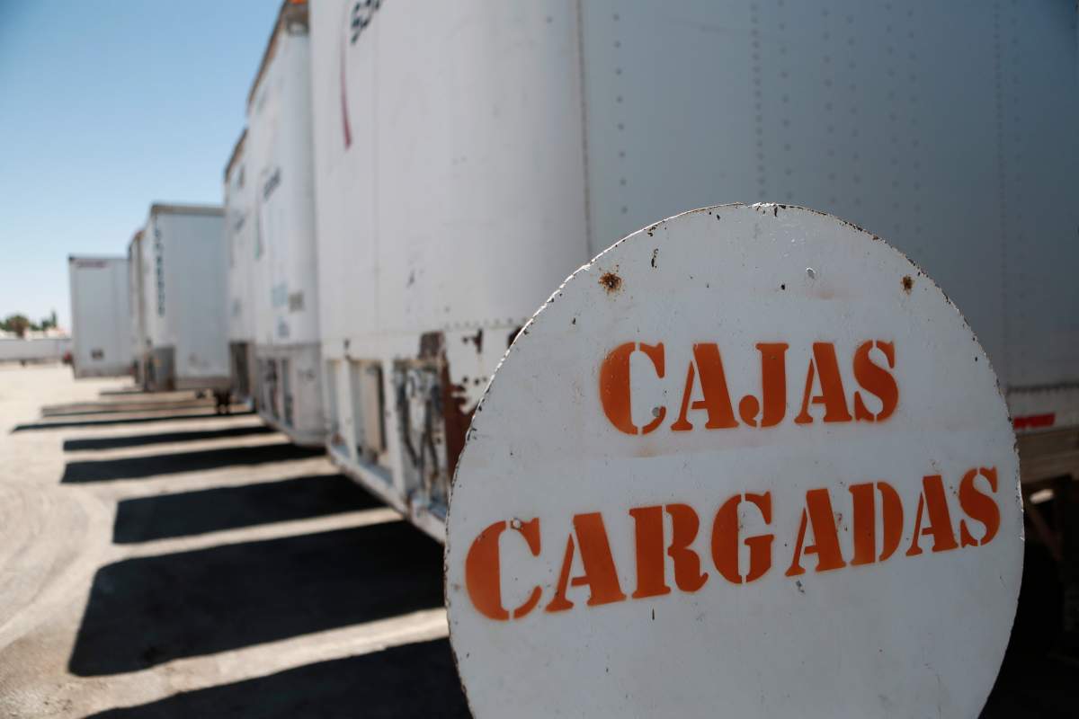 Cargo trailers loaded with goods for importing sit parked at the "Fletes Sotelo" moving company, in Ciudad Juarez, Mexico, Friday, June 7, 2019.