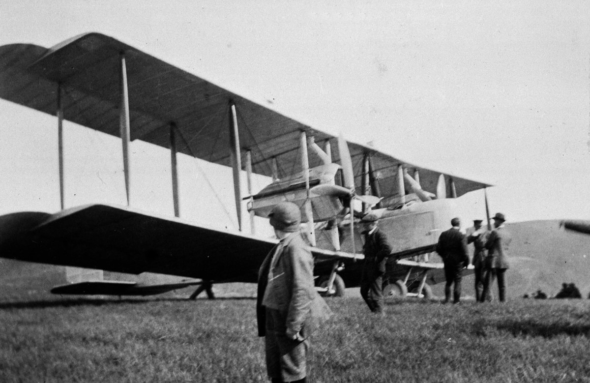 The Vickers Vimy aircraft of Captain John Alcock and Lieutenant A.W. Brown ready for trans-Atlantic flight, Lester's Field, St. John's on June 14, 1919. 