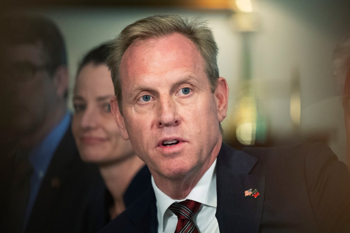 In this Feb. 14, 2019 file photo, acting Secretary of Defense Patrick Shanahan speaks about the situation in the Persian Gulf region during a meeting with Portuguese Minister of National Defense Joao Cravinho, at the Pentagon. 