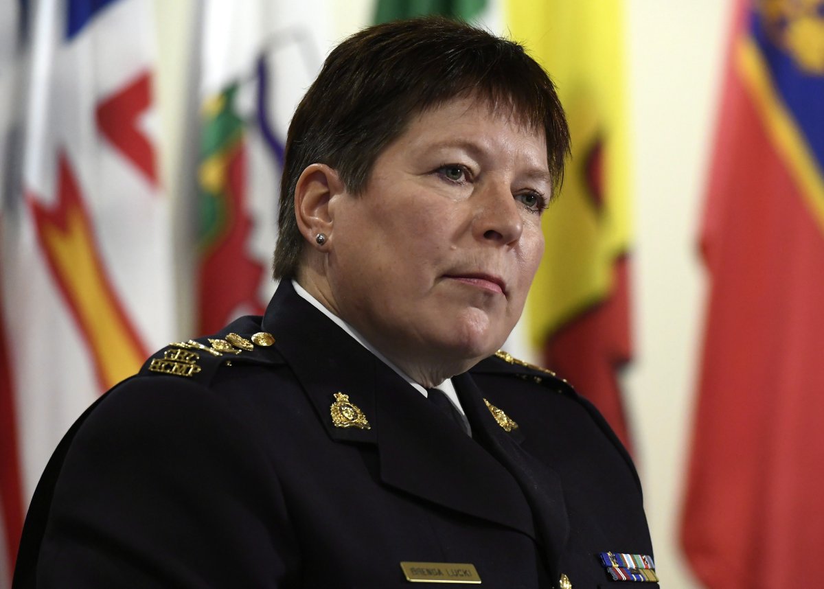 RCMP Commissioner Brenda Lucki listens to questions during a press conference in Ottawa on Wednesday, Jan. 16, 2019.