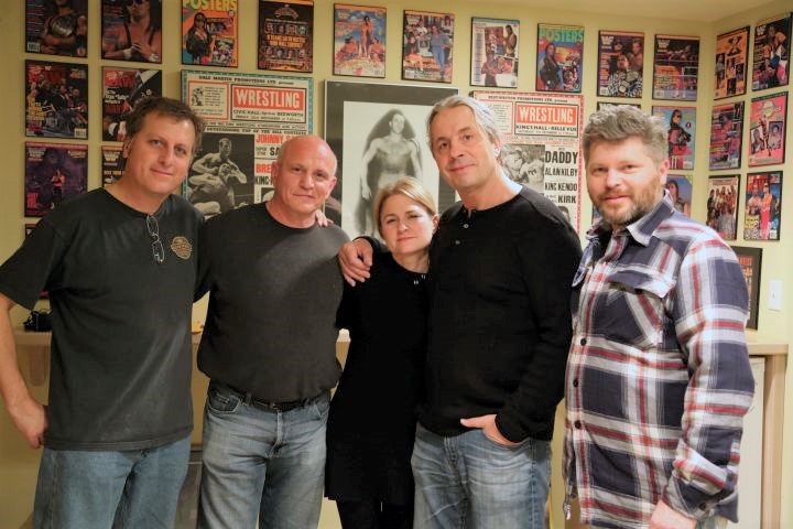 Canadian-American retired professional wrestler Bret Hart, second from right, poses with, left to right, Regan Enderl, Fulvio Cecere, Collette Ehrich and Martin Cairns, in Calgary, in this undated handout photo.