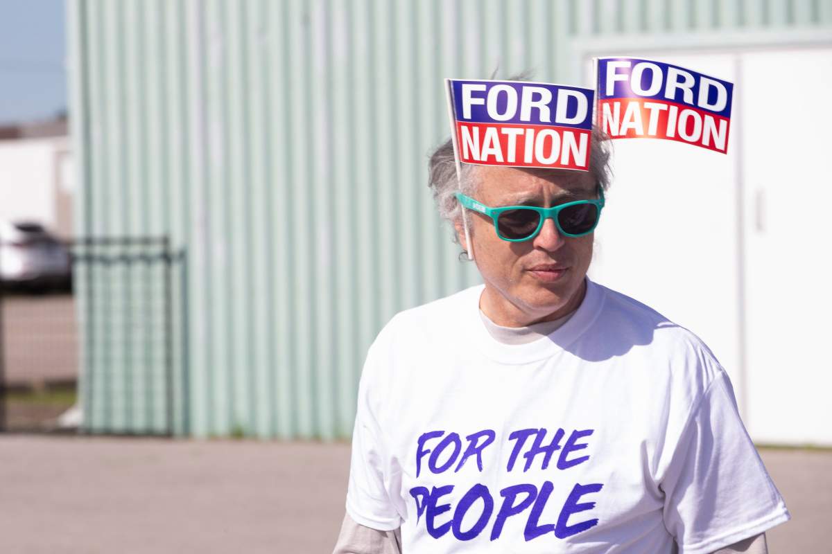 A Ford Nation supporter arrives at Ford Fest in Markham, Ont., on Saturday June 22, 2019. THE CANADIAN PRESS/Chris Young