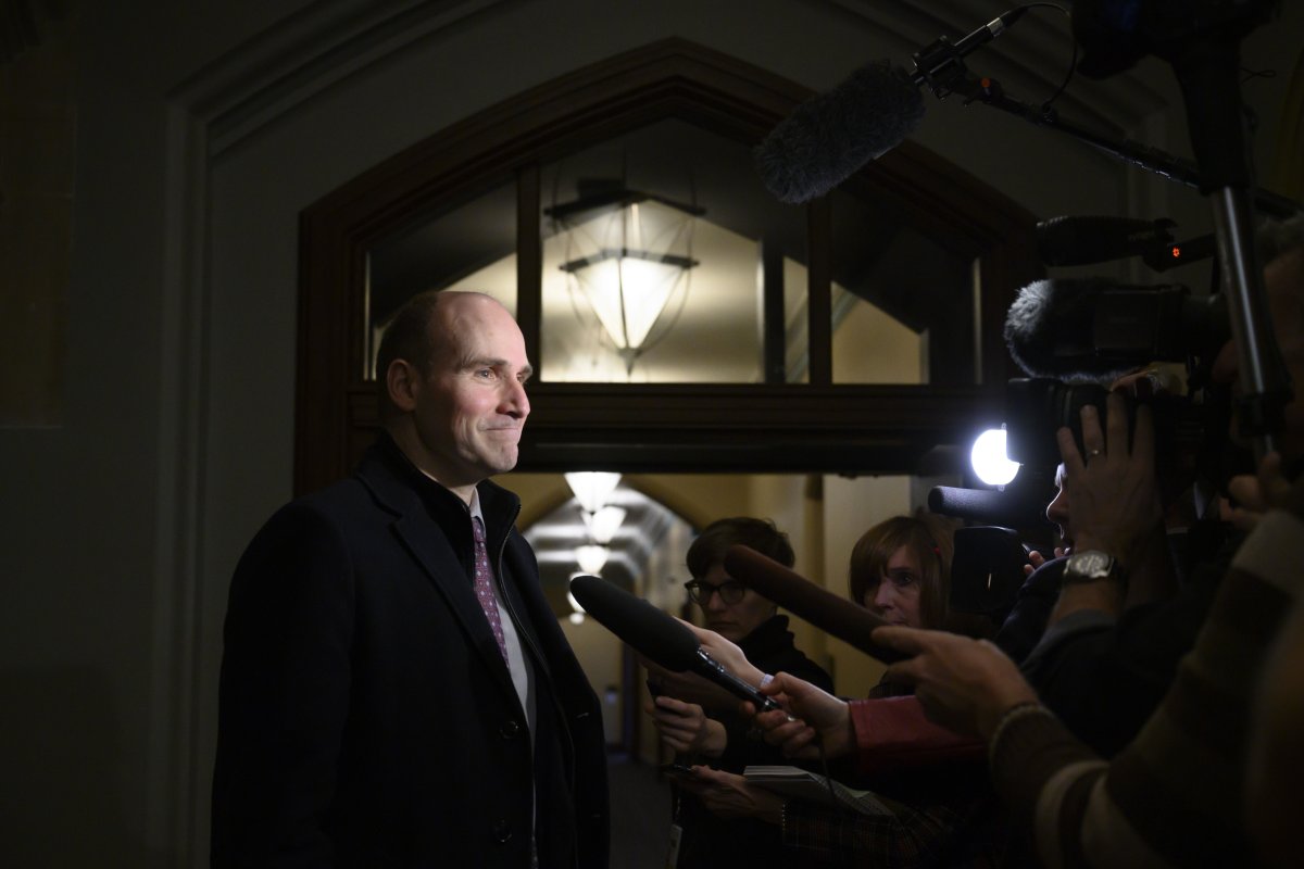 Jean-Yves Duclos, Minister of Families, Children and Social Development, arrives to a cabinet meeting on Parliament Hill in Ottawa on Feb. 19, 2019.