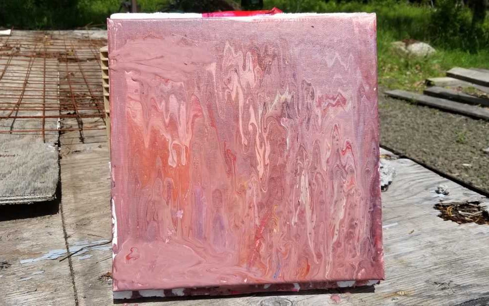 A painting is seen in this handout photo. A space club in Annapolis Royal, N.S., launched a weather balloon on Saturday that created an abstract painting on an enclosed canvas as it returned to earth.